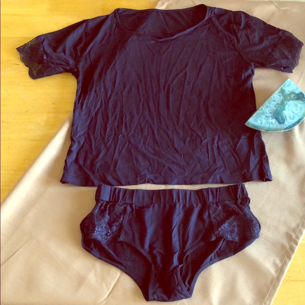 Lace accent cheeky pajama set